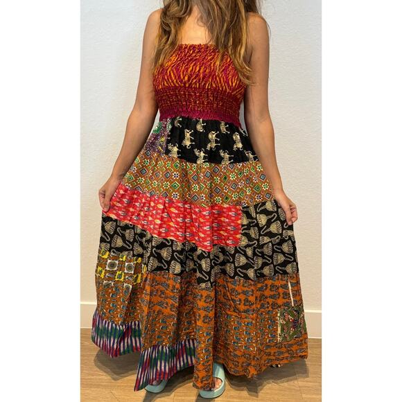 Multi-patch maxi Bohemian Dress - Picture 3 of 6